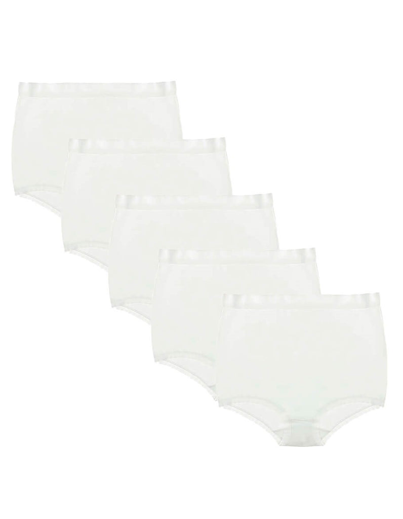 Women's High Waist White Panties - 5 Pieces