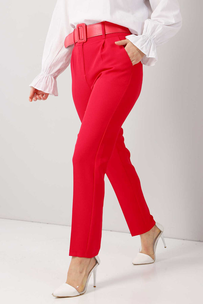 Women's Belted Pocket Fuchsia Pants