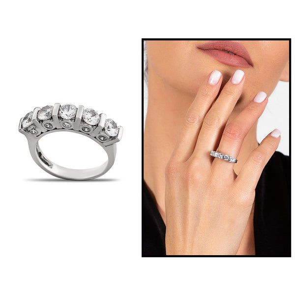 Women's Zircon Gemmed 925 Carat Silver Ring