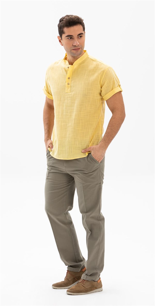 Men's Beige Linen Pants
