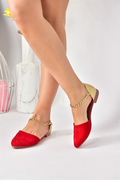Women's Red Suede Flat Shoes