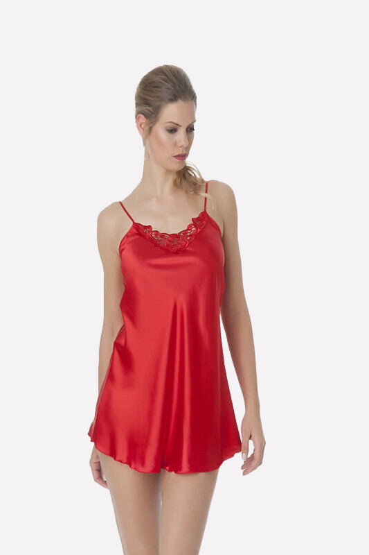 Women's Red Satin Mini Nightgown