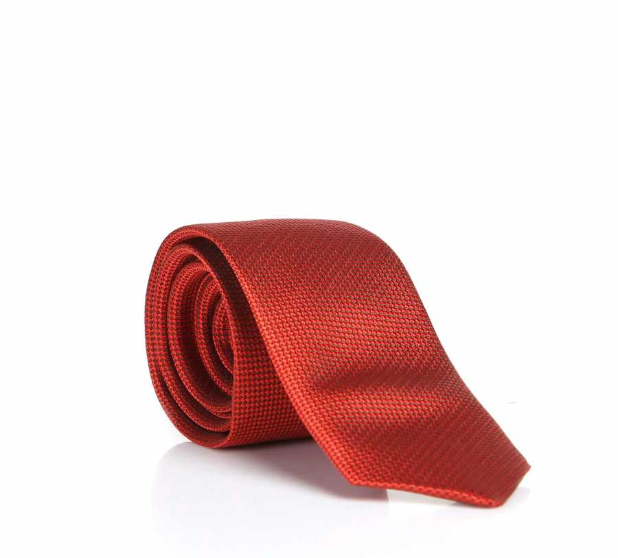 Plain Red Woven Slim Fit Tie