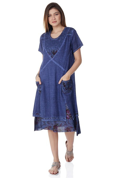 Women's Pocket Purple Midi Dress