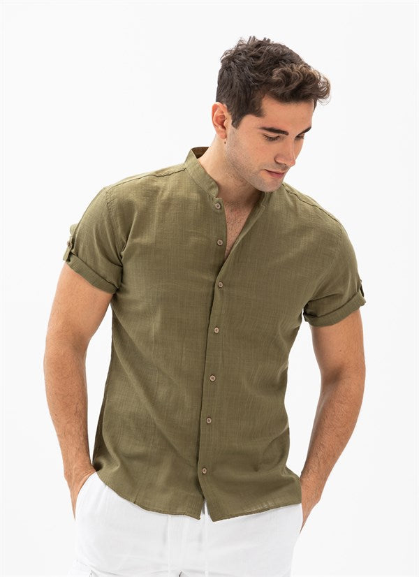 Men's Short Sleeve Khaki Gauze Shirt