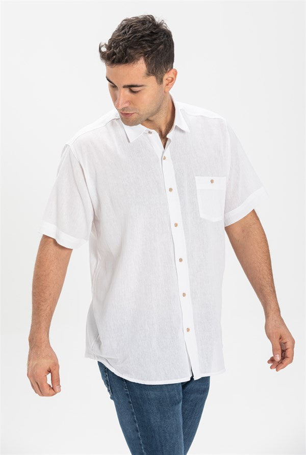 Men's Short Sleeves White Shirt