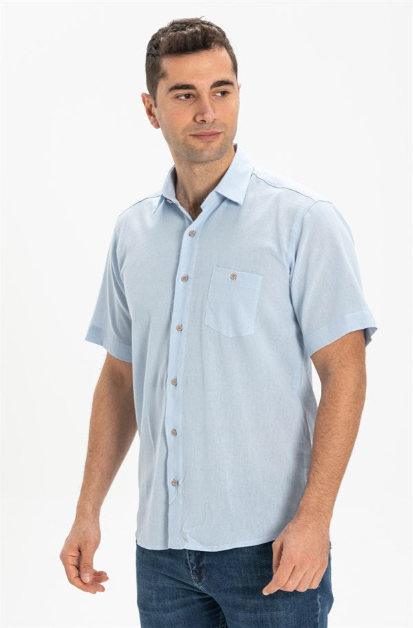 Men's Short Sleeves Ice Blue Shirt