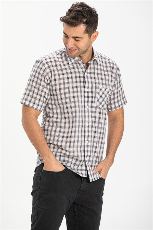 Men's Short Sleeves Plaid Shirt