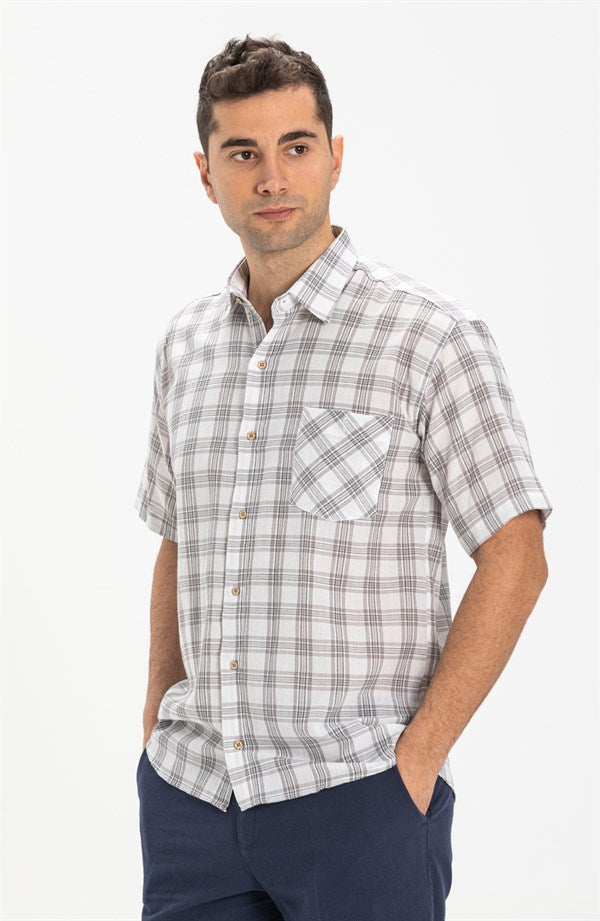 Men's Short Sleeves Plaid Shirt