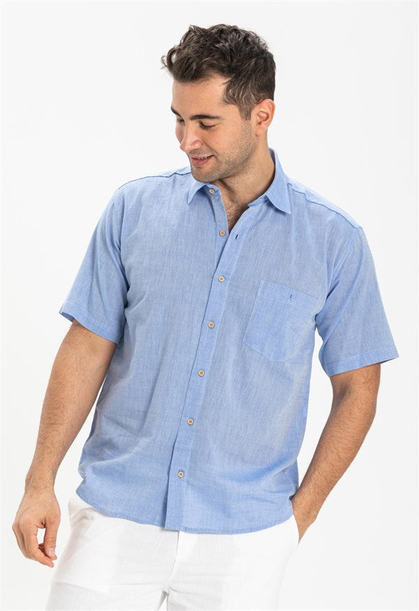 Men's Short Sleeves Blue Shirt