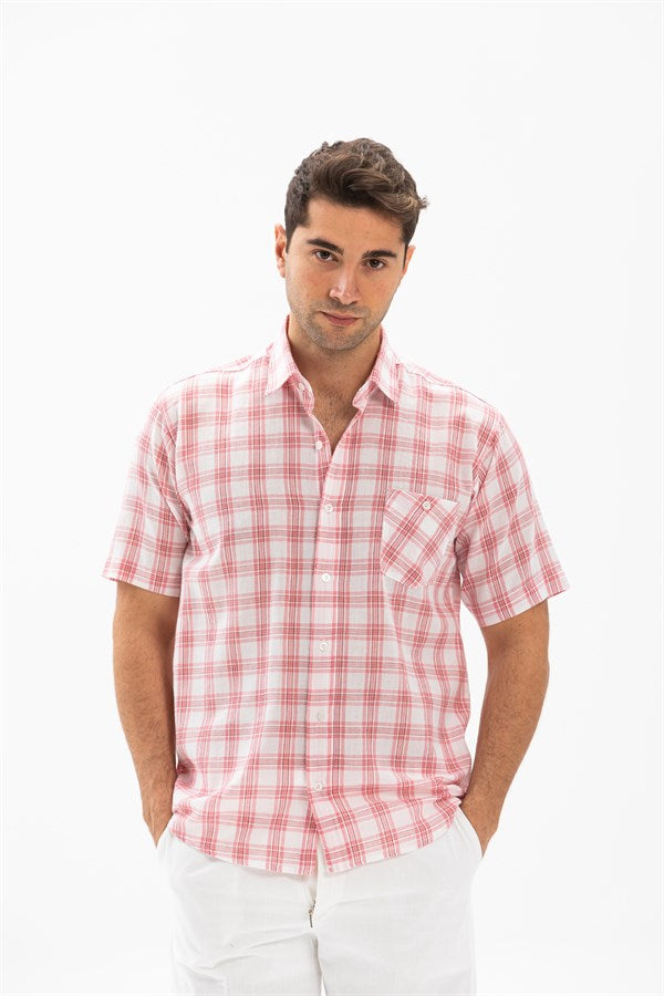 Men's Short Sleeves Plaid Shirt