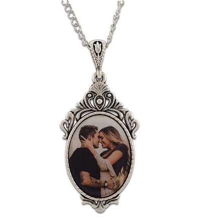 Personalized Embroidered Oval Necklace