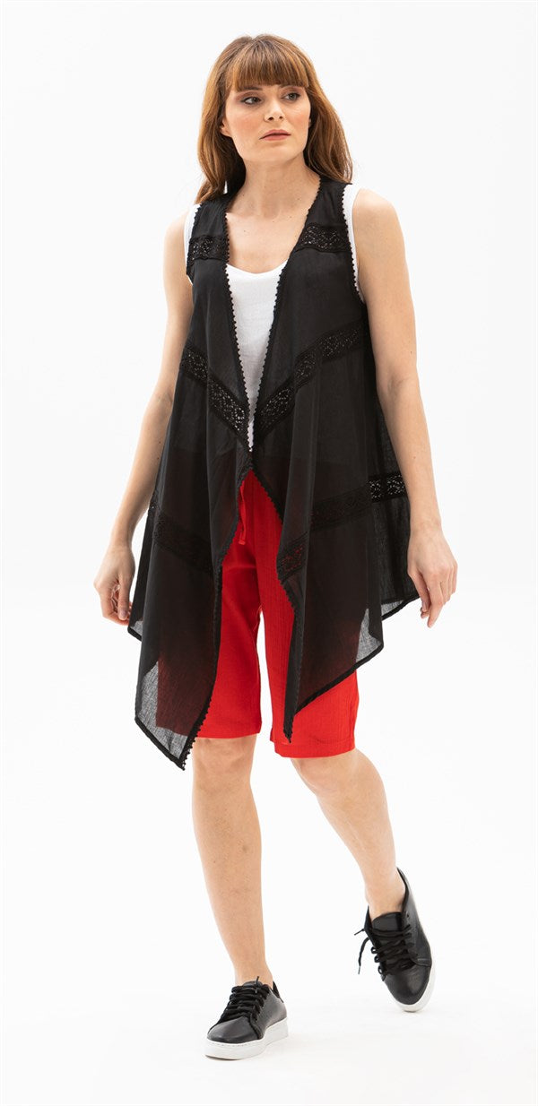 Women's Black Gauze Vest