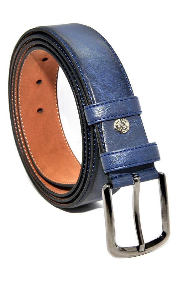 Men's Navy Blue Artificial Leather Belt (3.5 cm)