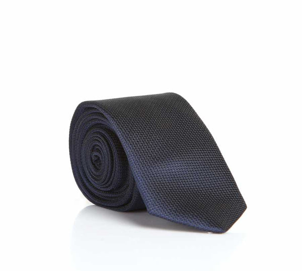 Plain Navy Blue Woven Slim Fit Tie