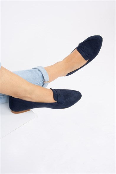 Women's Navy Blue Casual Flat Shoes