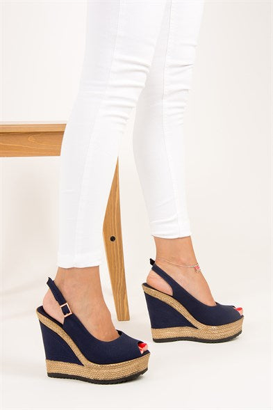 Women's Navy Blue Wedge Shoes