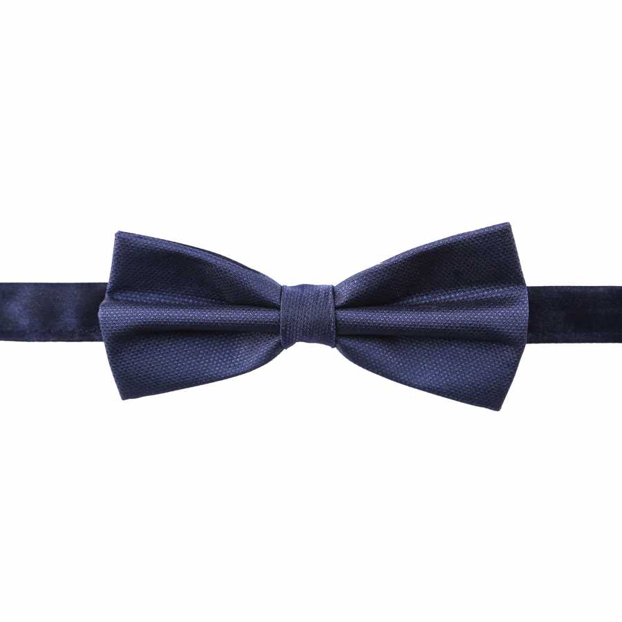 Self Patterned Navy Blue Bow Tie