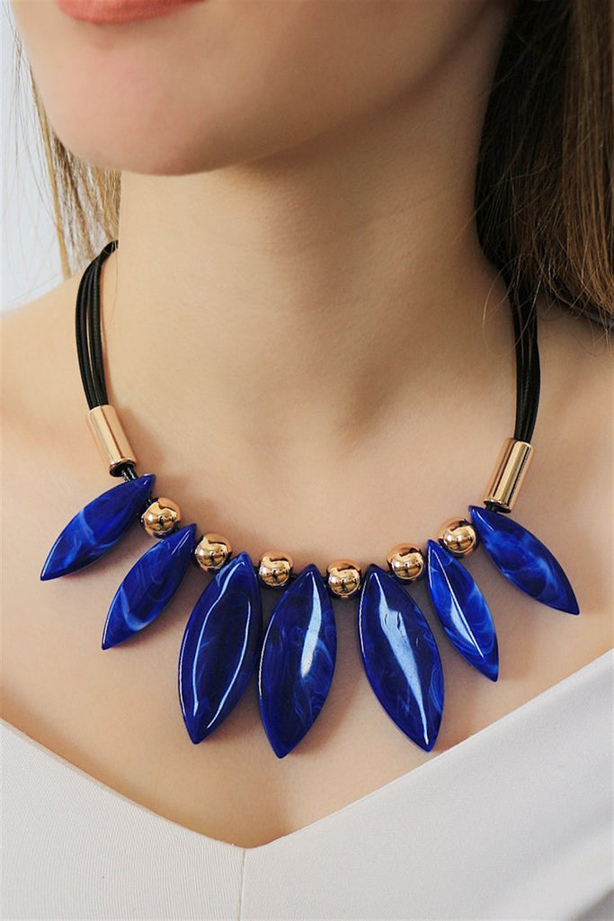 Women's Navy Blue Gems Pendant Necklace