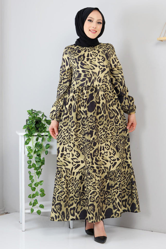 Women's Leopard Pattern Green Dress