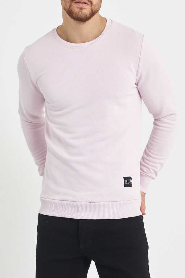 Men's Crew Neck Basic Lilac Soft Texture Sweatshirt