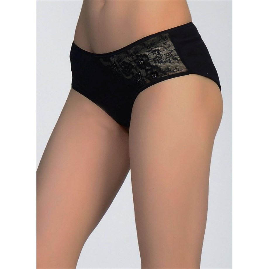 Women's Lace Detail Black Panty