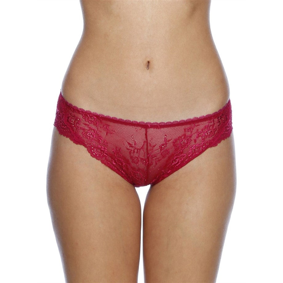 Women's Lace Detail Maroon Panty