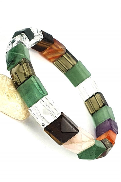 Men's Multi-color Natural Gemmed Bracelet