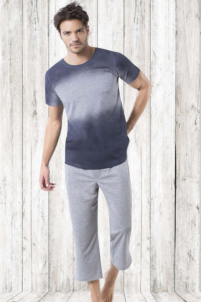 Men's Short Sleeves Grey Pajama Set