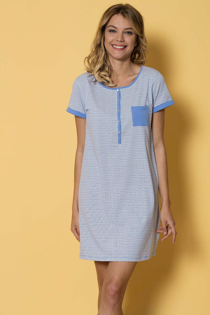 Women's Striped Blue Nightgown