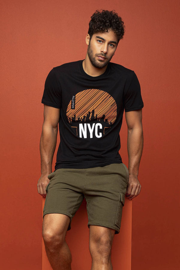 Men's Black T-shirt & Shorts Set