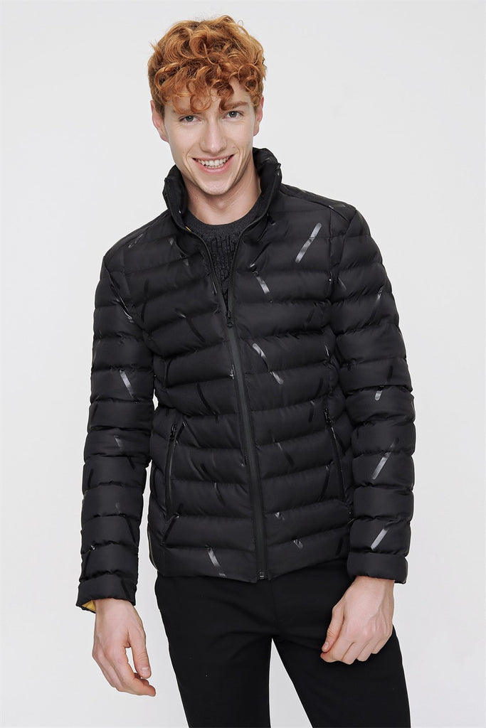 Men's Dynamic Fit Black Quilted Coat