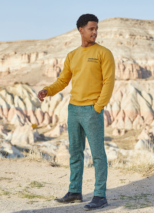 Men's Pocket Petrol Green Pants