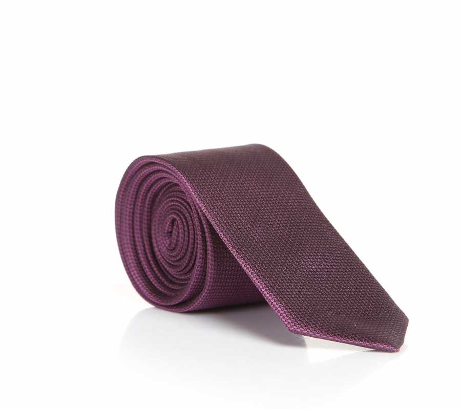 Plain Damson Woven Slim Fit Tie