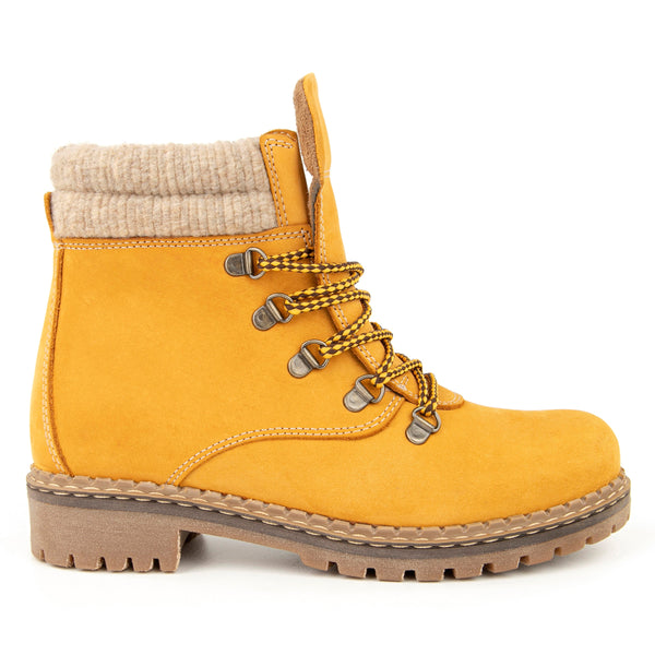 Women's Lace-up Yellow Boots
