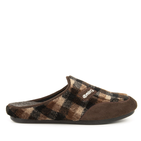 Men's Plaid Brown House Slippers