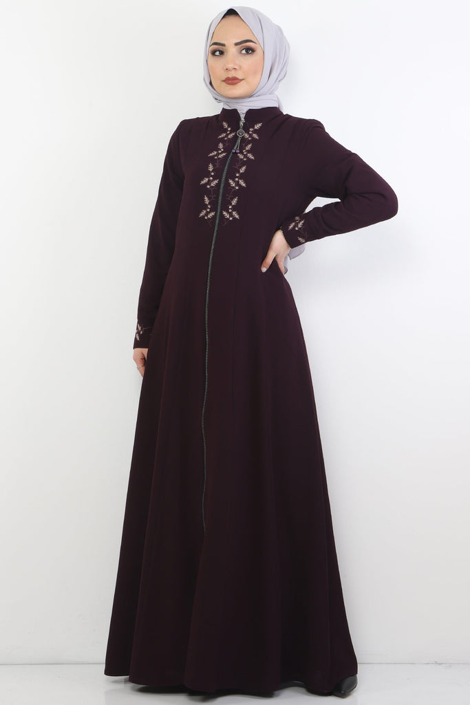 Women's Embroidered Purple Modest Abaya