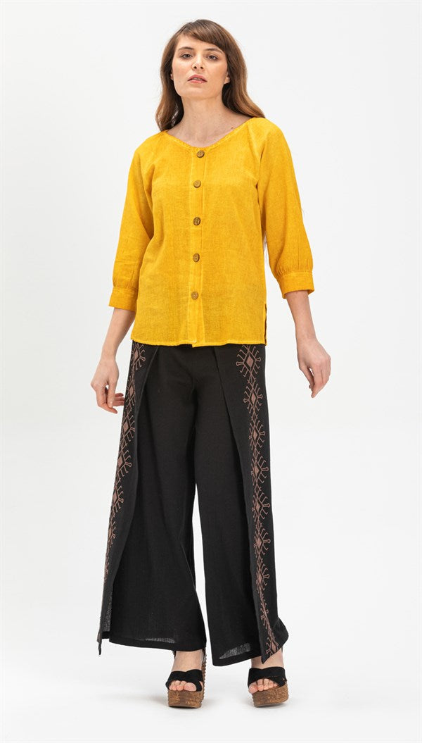 Women's Embroidered Black Pants