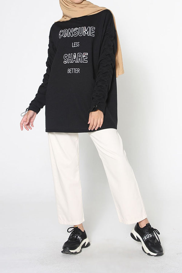Women's Embroidered Black Sweatshirt