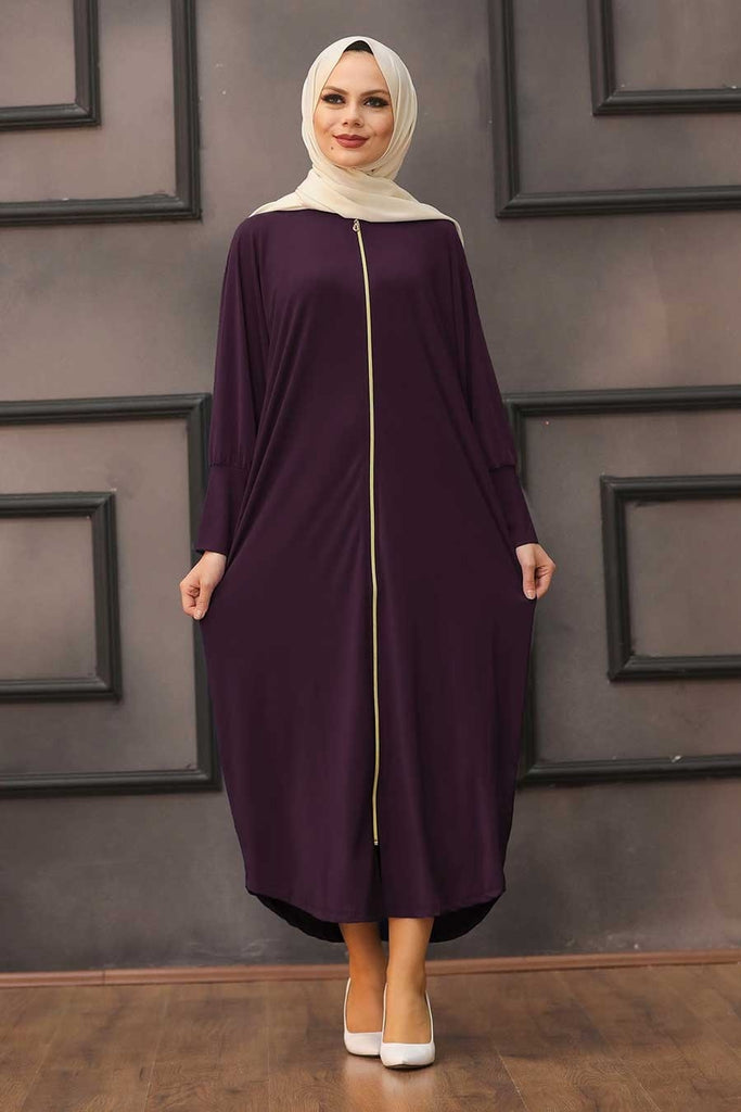 Women's Zipped Purple Abaya