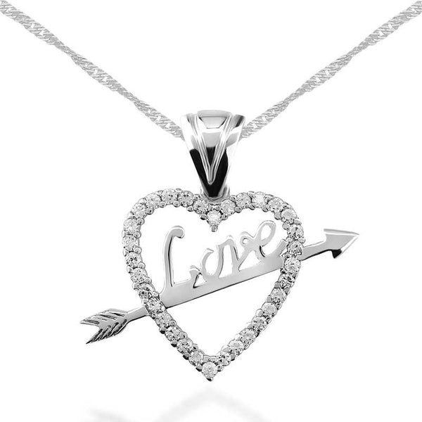 Women's Heart Pendant Silver Necklace