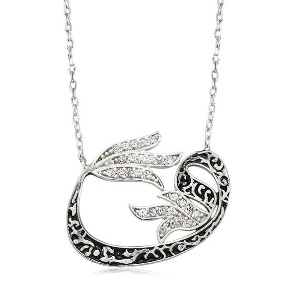 Women's Tulip & Vav Pendant Silver Necklace