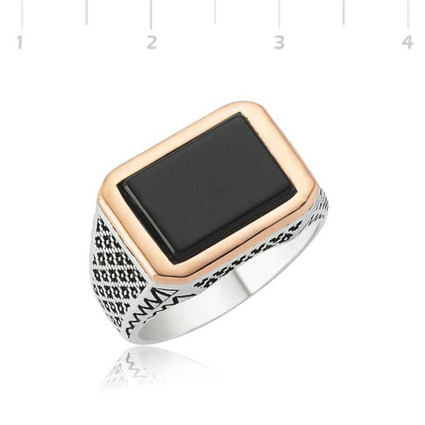 Men's Black Gemmed Silver Ring