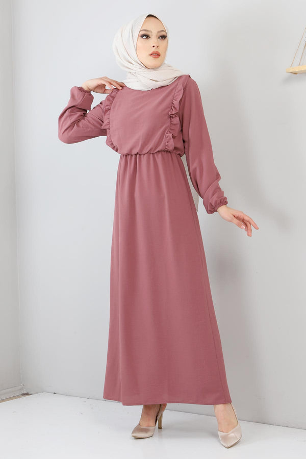 Women's Frill Detail Dusty Rose Dress