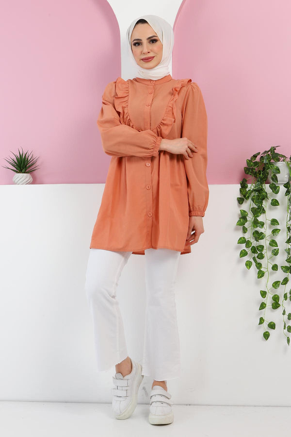 Women's Frill Detail Salmon Tunic
