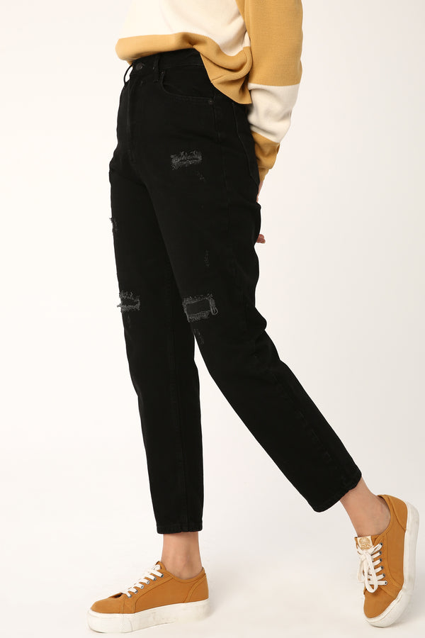 Women's Basic Black Cotton Jeans