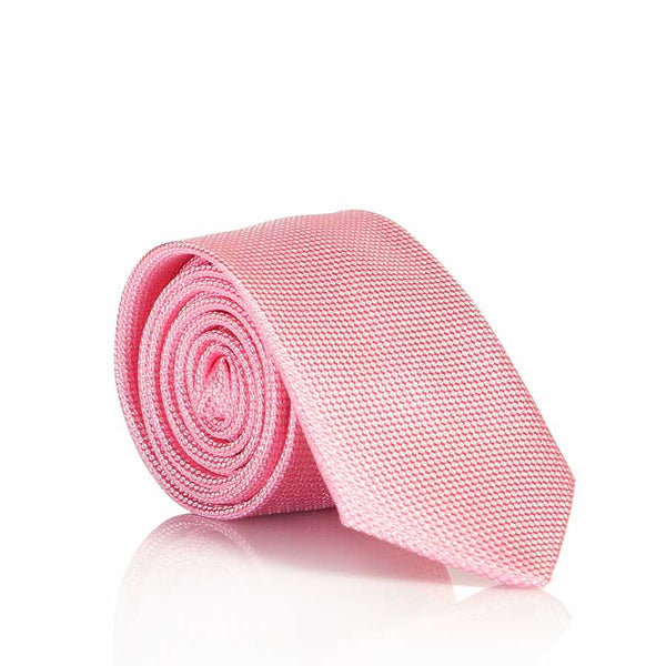 Men's Plain Pink Woven Slim Fit Tie
