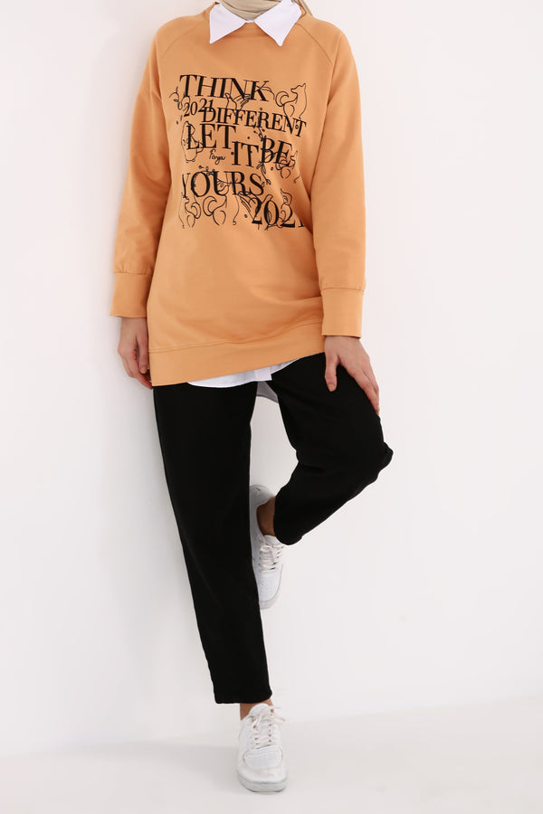 Women's Raglan Sleeve Light Yellow Combed Cotton Sweatshirt