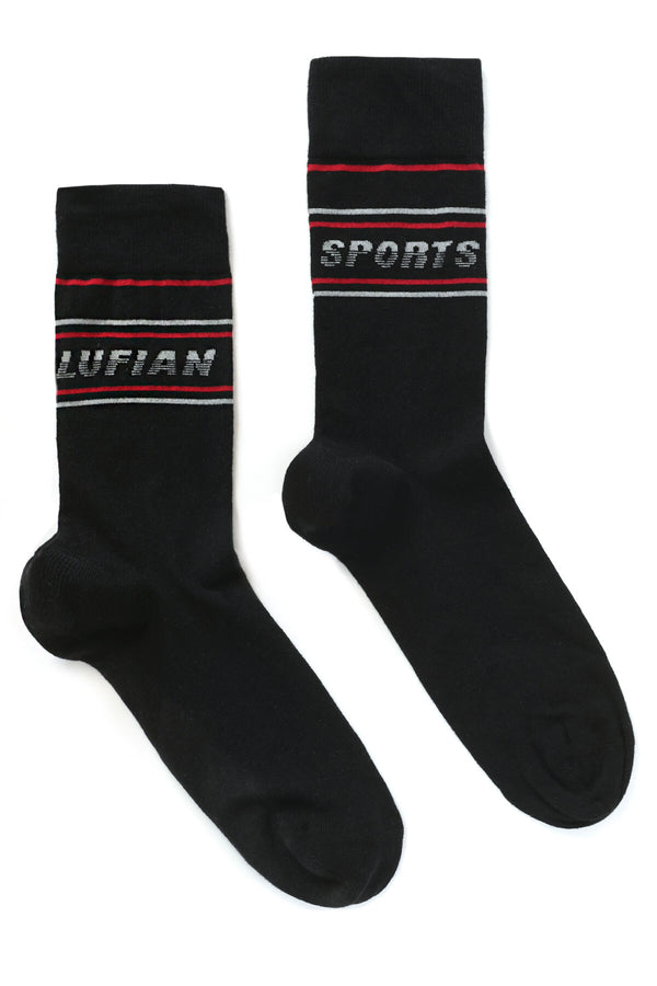 Men's Text Print Black Socks