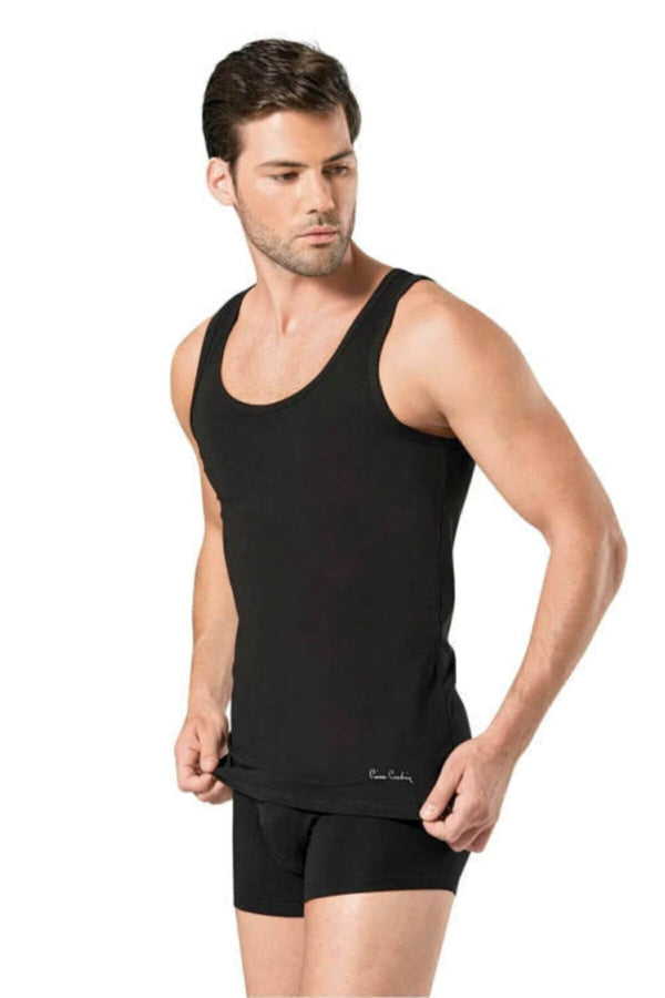 Men's Black Sleeveless Undershirt & Boxer Set